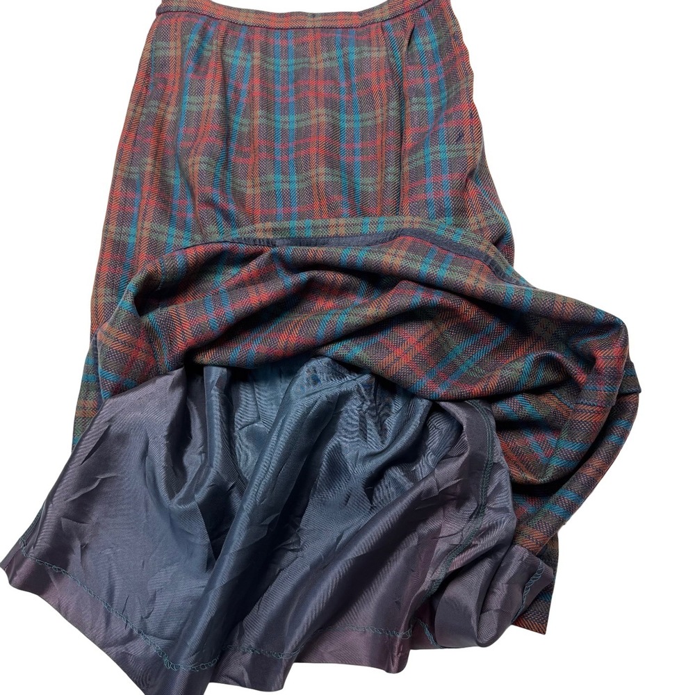 Vintage Wool Plaid Midi Skirt Small Tartan Preppy Career High Waist Union Made - Picture 7 of 12